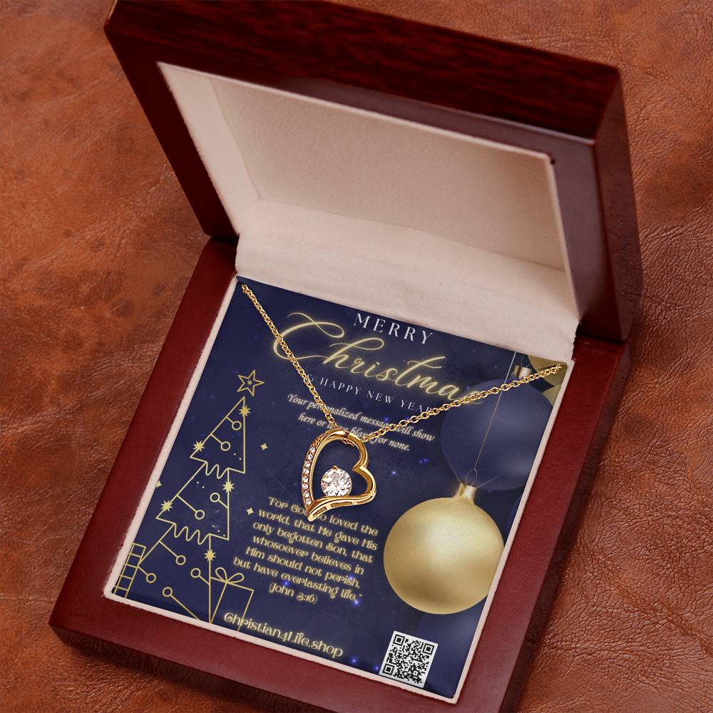 Forever Love Necklace with Christmas insert and optional custom message - Jewelry