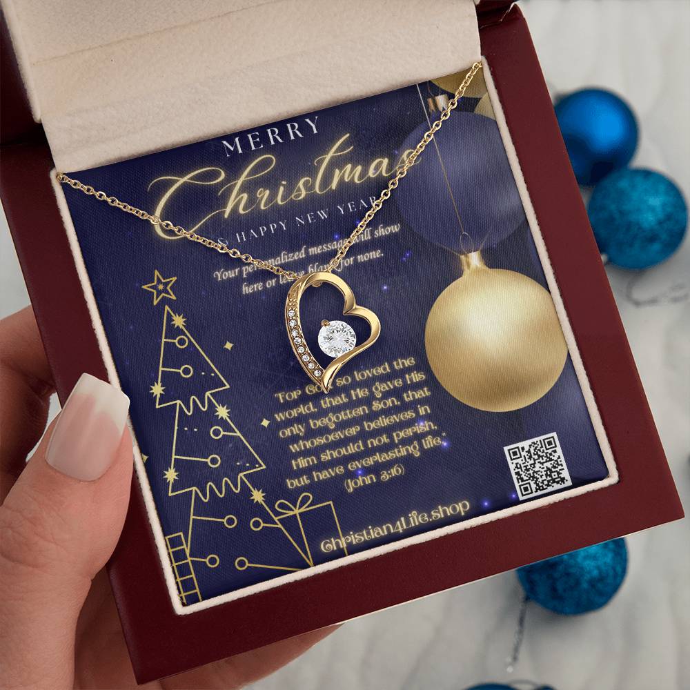 Forever Love Necklace with Christmas insert and optional custom message - Jewelry