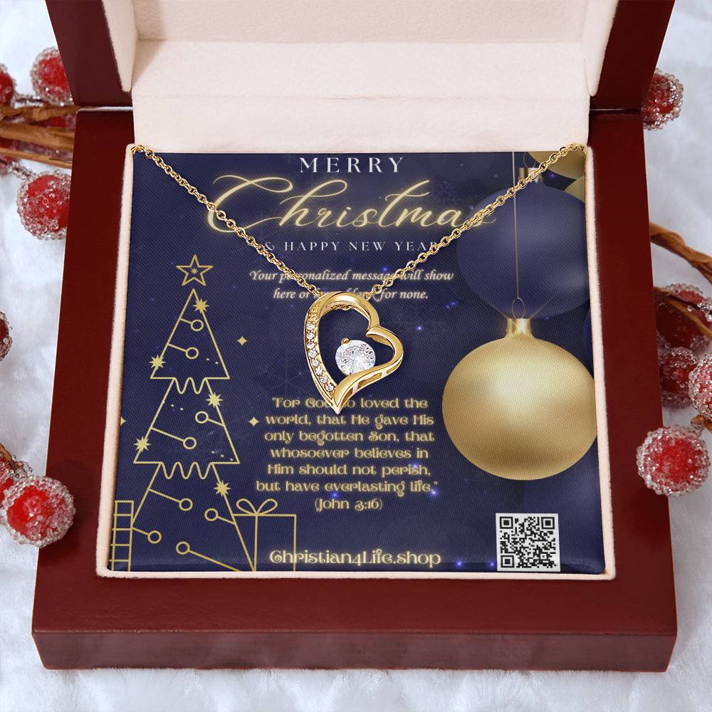 Forever Love Necklace with Christmas insert and optional custom message - Jewelry