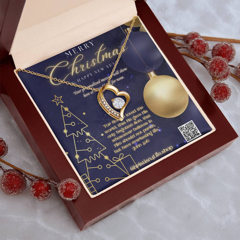 Forever Love Necklace with Christmas insert and optional custom message - Jewelry