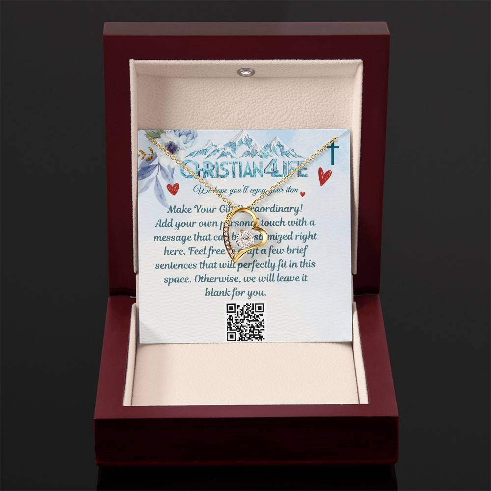 Forever Love Heart Necklace with Personalized Message Card - 18k Yellow Gold Finish / Luxury Box - Jewelry