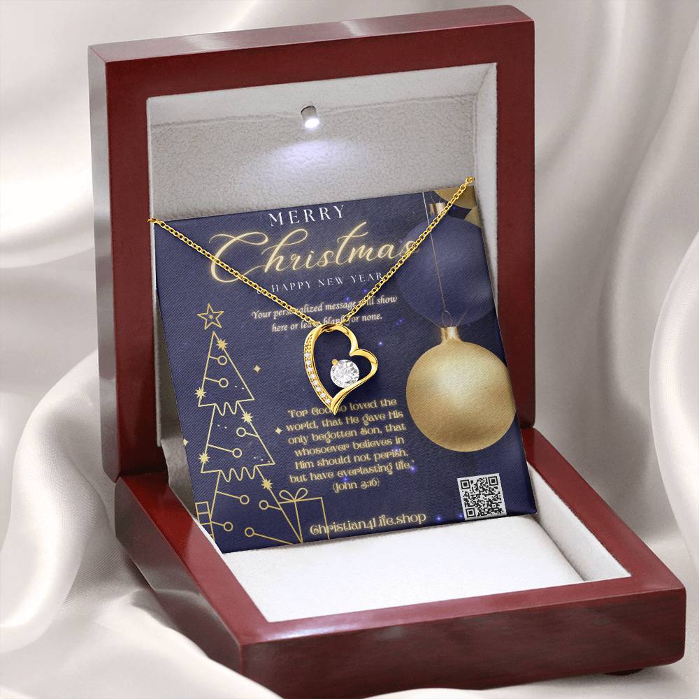 Forever Love Necklace with Christmas insert and optional custom message - Jewelry