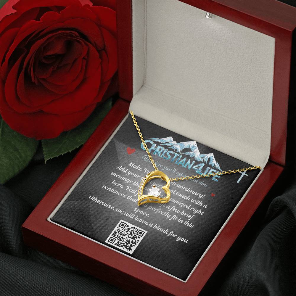 Forever Love Heart Necklace with Personalized Message Card (black) - Jewelry