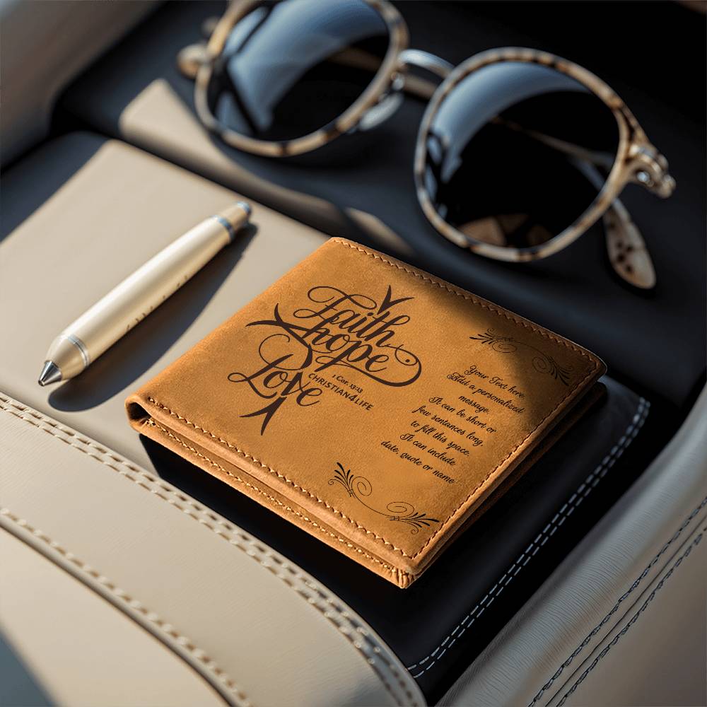 Personalized ’Faith Hope Love’ Leather Wallet - Jewelry