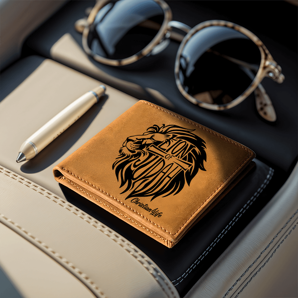 Lion of Judah - with optional Name / Message - Christian Leather Wallet