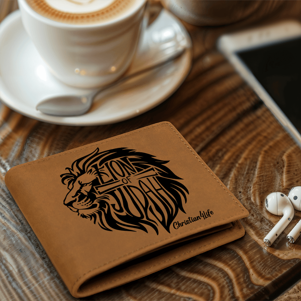 Lion of Judah - with optional Name / Message - Christian Leather Wallet