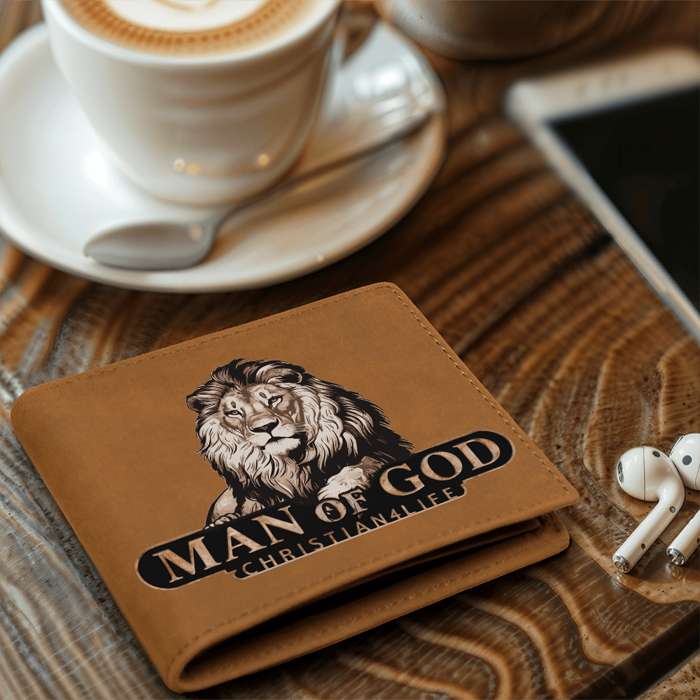 Man of God - Lion of Judah - Christian4Life leather wallet - Christian Gift for Men