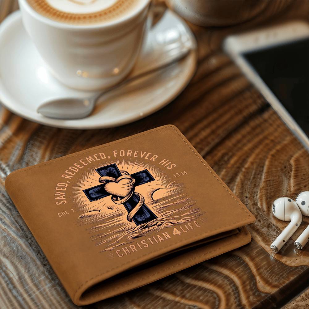 ’Saved Redeemed Forever His’ Christian Leather Wallet - Wallets