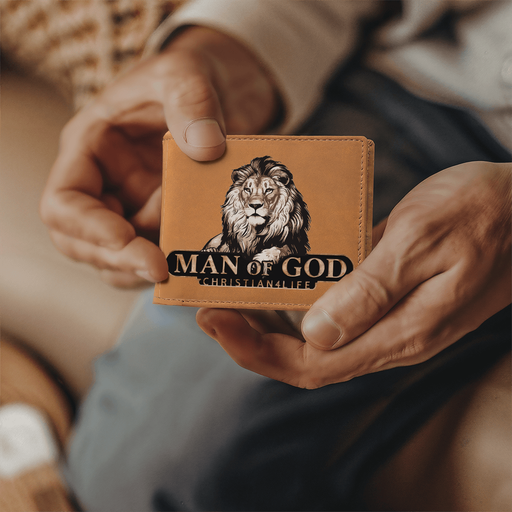 Man of God - Lion of Judah - Christian4Life leather wallet - Christian Gift for Men