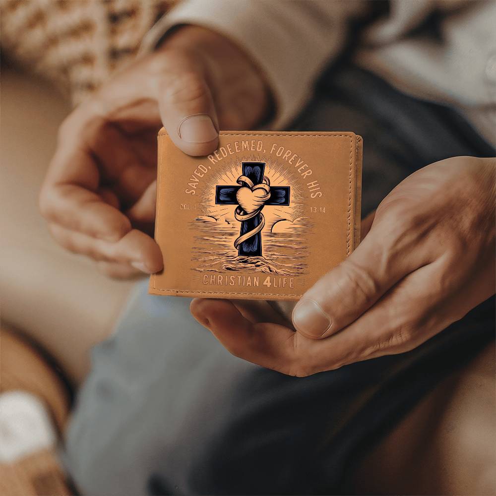 ’Saved Redeemed Forever His’ Christian Leather Wallet - Wallets