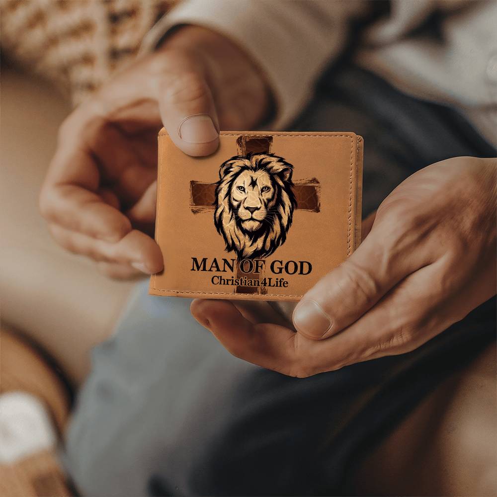 ’Man of God’ Lion and Cross collection Christian Graphic Leather Wallet - Christian gift - Wallets