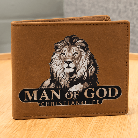 Man of God - Lion of Judah - Christian4Life leather wallet - Christian Gift for Men
