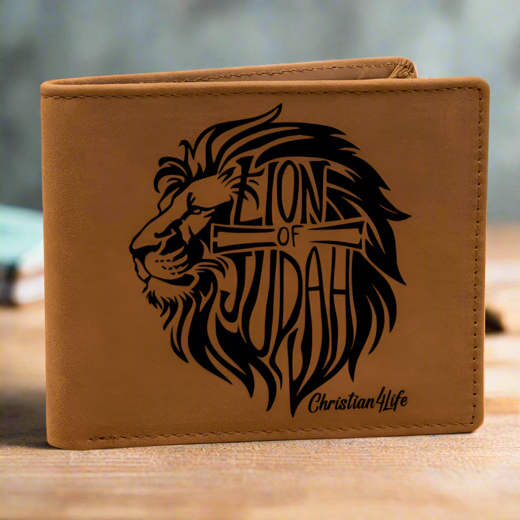 Lion of Judah - with optional Name / Message - Christian Leather Wallet