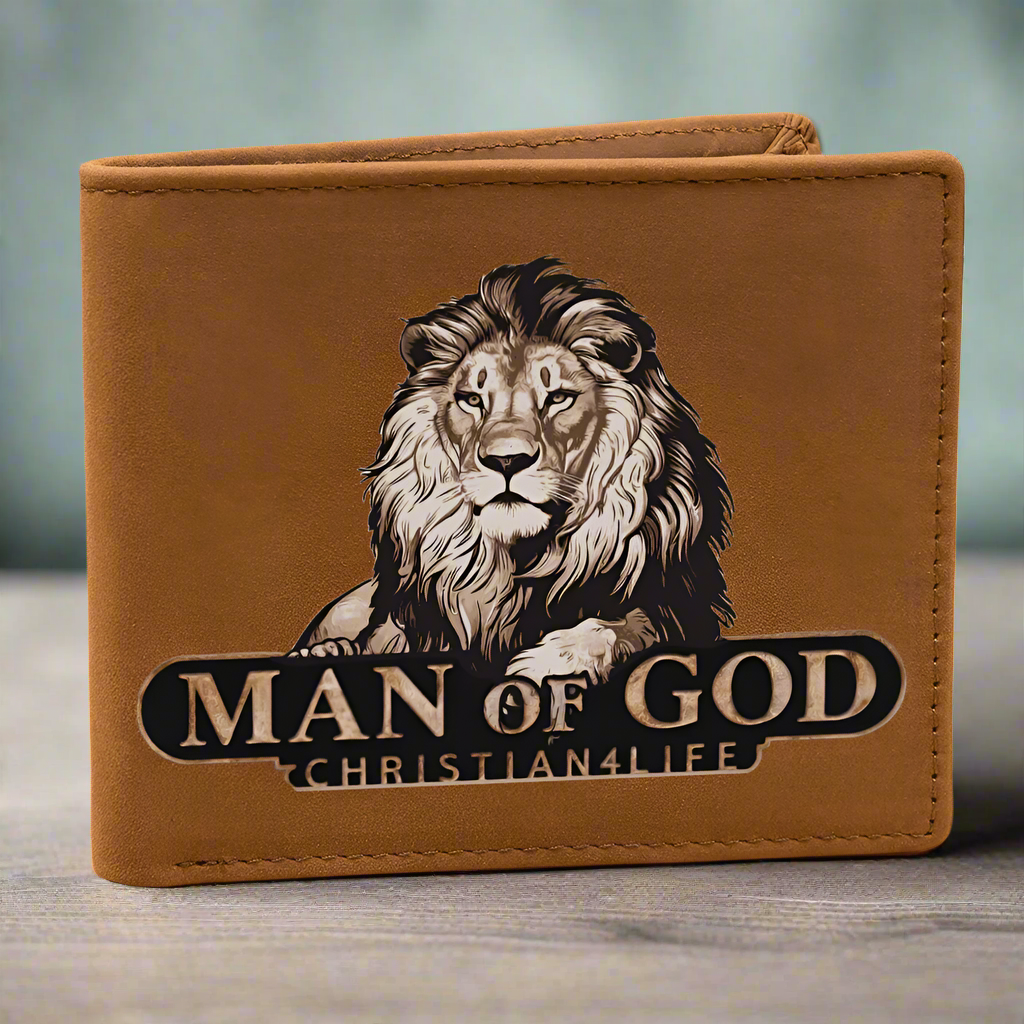 Man of God - Lion of Judah - Christian4Life leather wallet - Christian Gift for Men