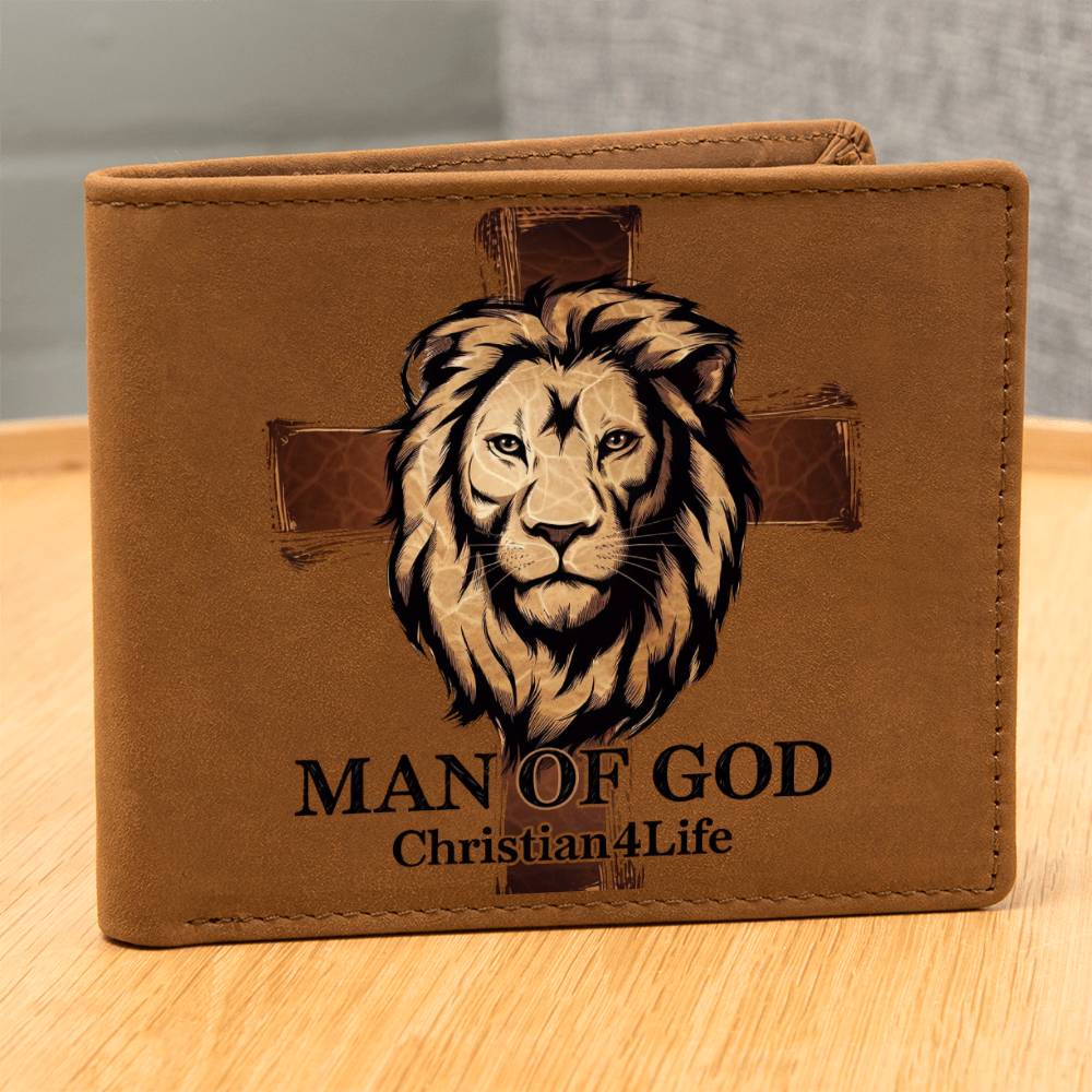 ’Man of God’ Lion and Cross collection Christian Graphic Leather Wallet - Christian gift - Wallets