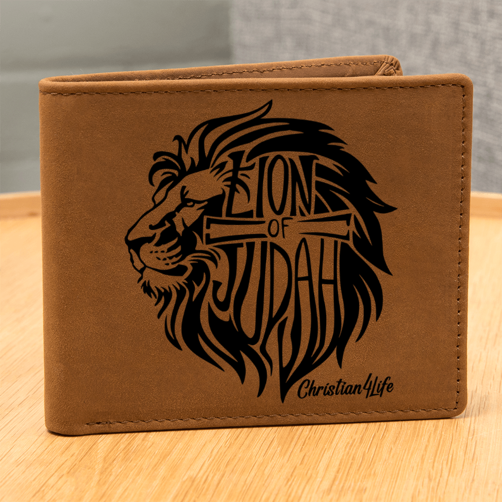 Lion of Judah - with optional Name / Message - Christian Leather Wallet