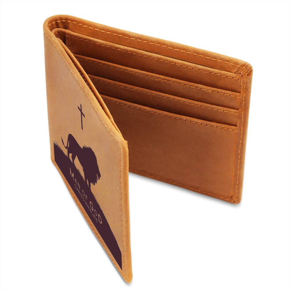 Man of God Lion and Cross Christian Wallet, Graphic Leather Wallet, Christian Gifts