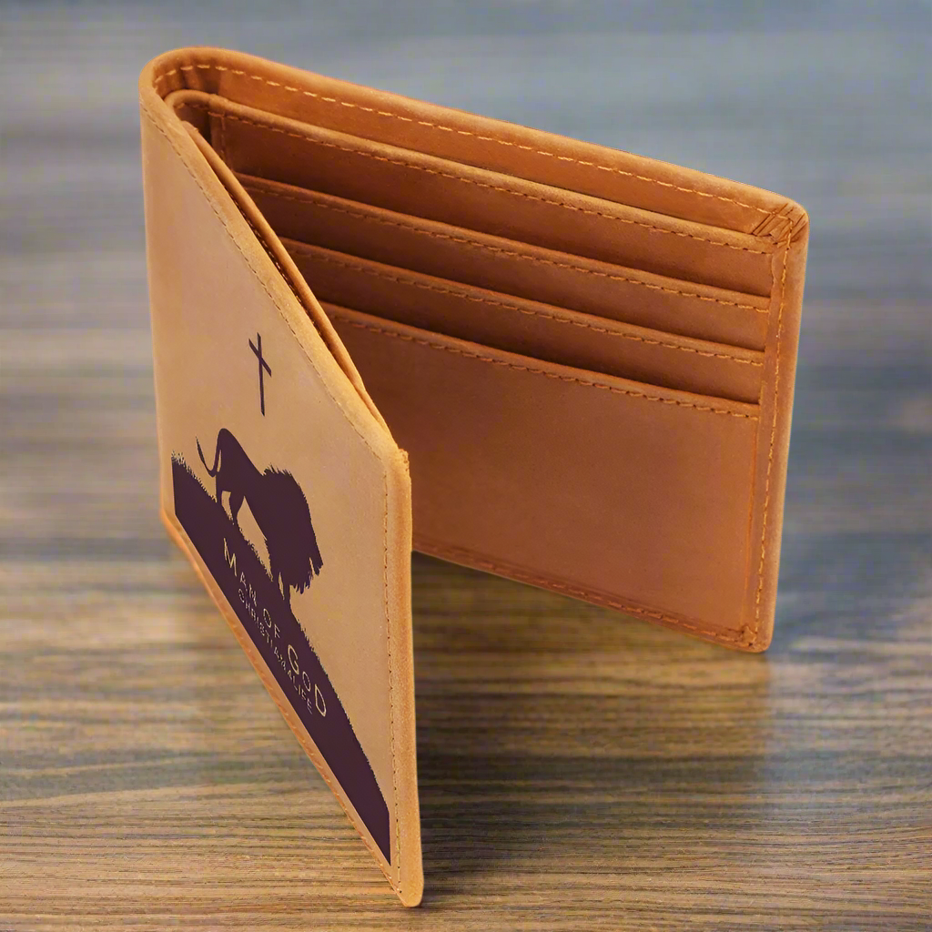 Man of God Lion and Cross Christian Wallet, Graphic Leather Wallet, Christian Gifts