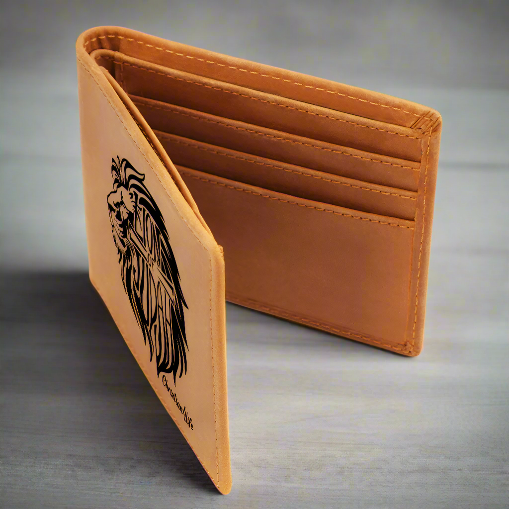 Lion of Judah - with optional Name / Message - Christian Leather Wallet
