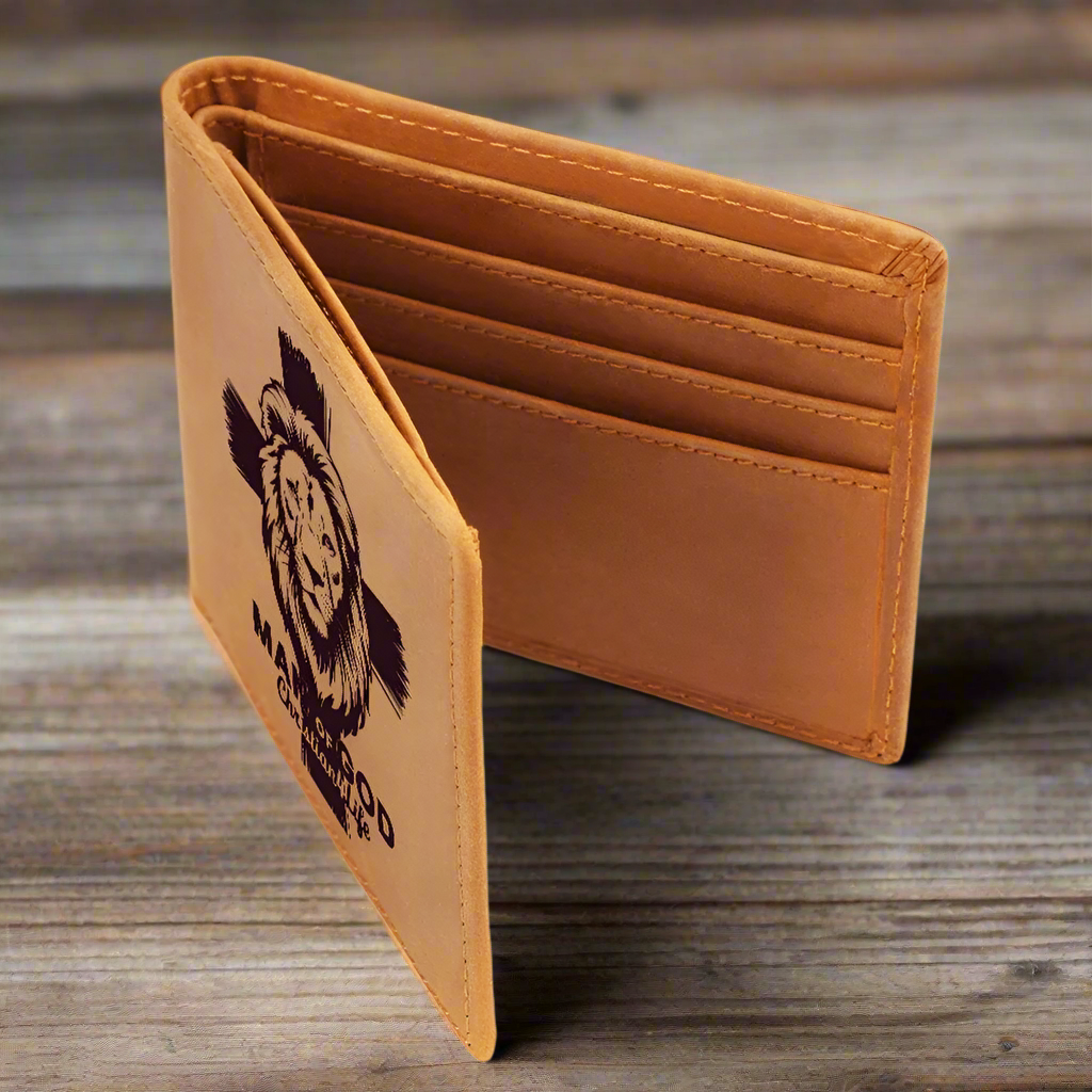 Lion and Cross Christian "Man of God" Graphic Leather Wallet