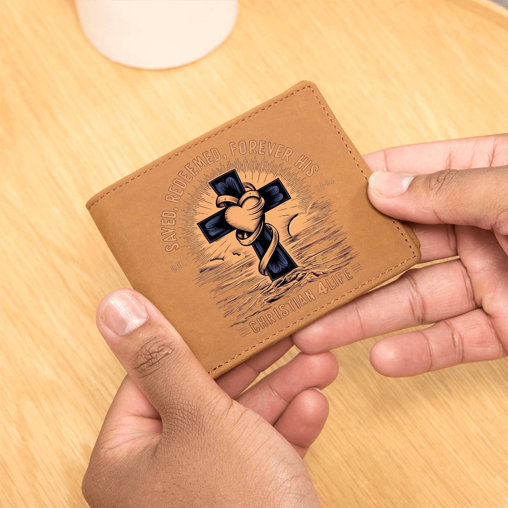 ’Saved Redeemed Forever His’ Christian Leather Wallet - Wallets