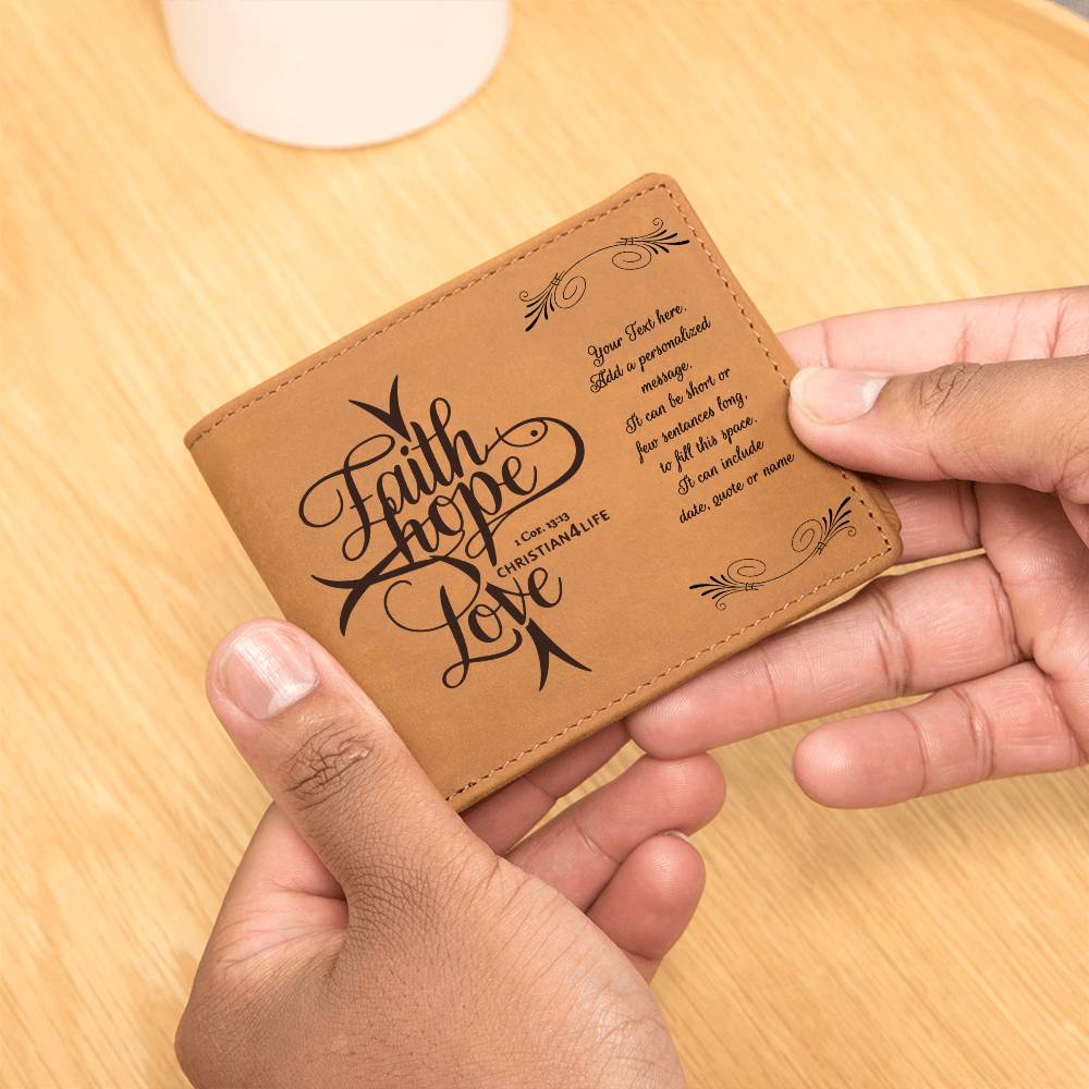 Personalized ’Faith Hope Love’ Leather Wallet - Jewelry