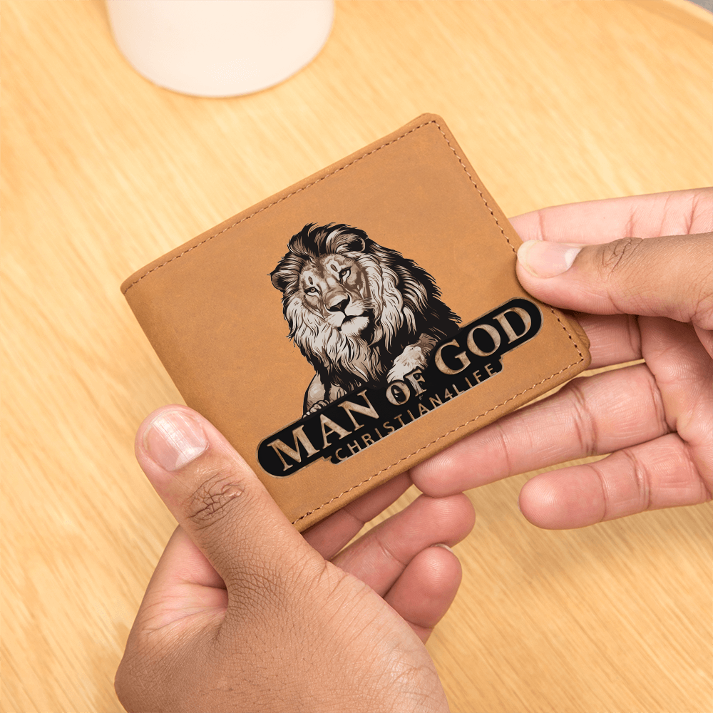 Man of God - Lion of Judah - Christian4Life leather wallet - Christian Gift for Men