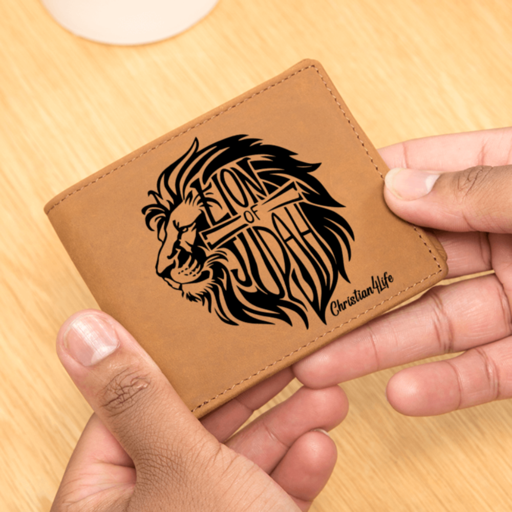 Lion of Judah - with optional Name / Message - Christian Leather Wallet