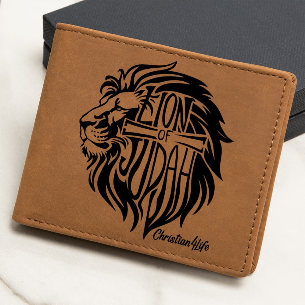 Lion of Judah - with optional Name / Message - Christian Leather Wallet