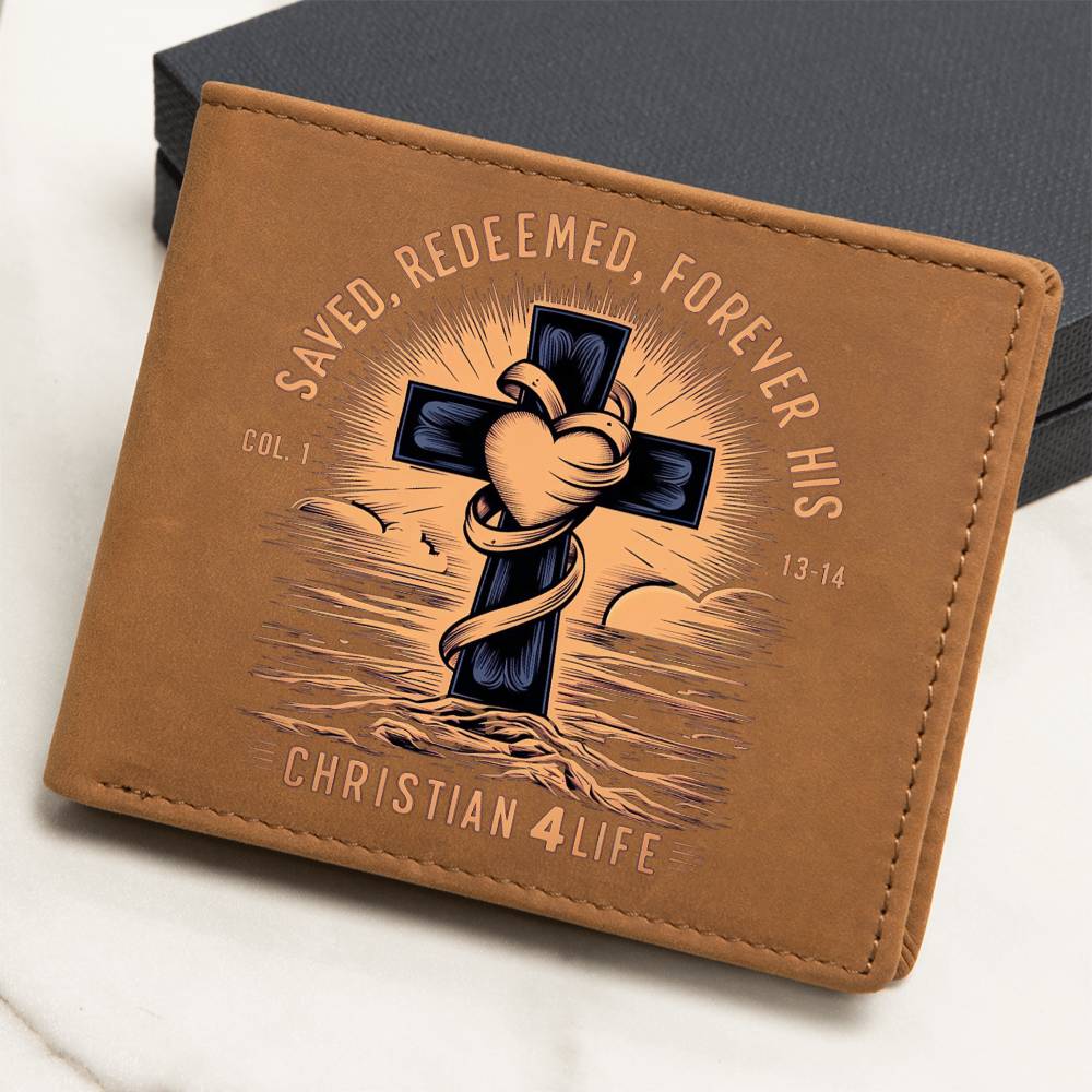 ’Saved Redeemed Forever His’ Christian Leather Wallet - Wallets