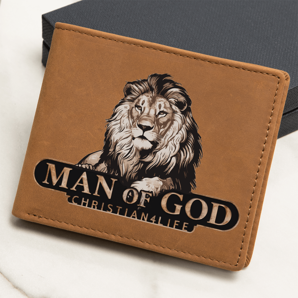 Man of God - Lion of Judah - Christian4Life leather wallet - Christian Gift for Men