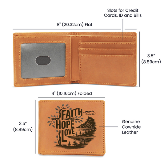 Faith Hope Love Christian Graphic Leather Wallet - Jewelry