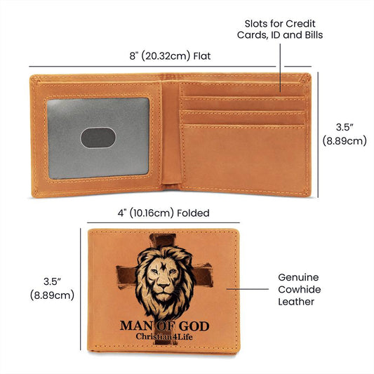 ’Man of God’ Lion and Cross collection Christian Graphic Leather Wallet - Christian gift - Wallets