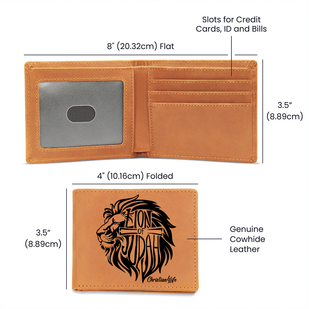 Lion of Judah - with optional Name / Message - Christian Leather Wallet