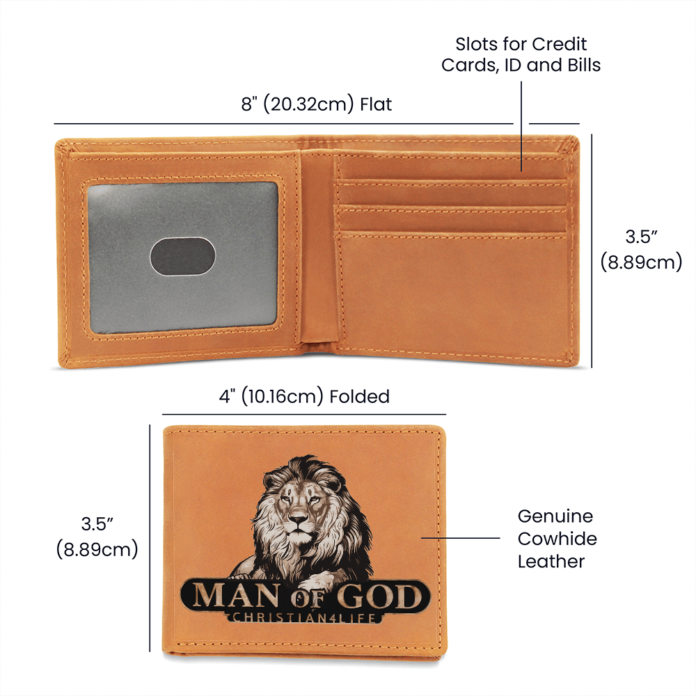 Man of God - Lion of Judah - Christian4Life leather wallet - Christian Gift for Men