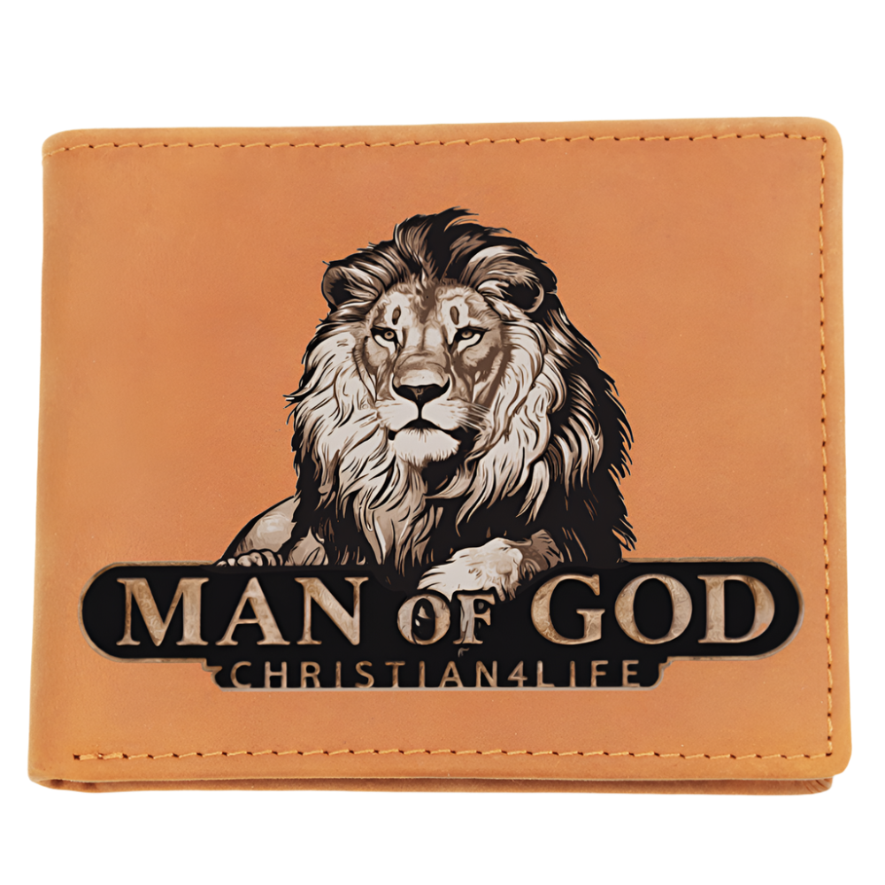 Man of God - Lion of Judah - Christian4Life leather wallet - Christian Gift for Men