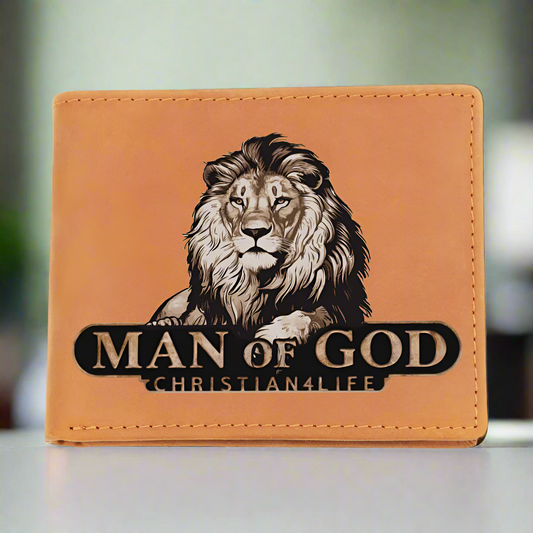 Man of God - Lion of Judah - Christian4Life leather wallet - Christian Gift for Men