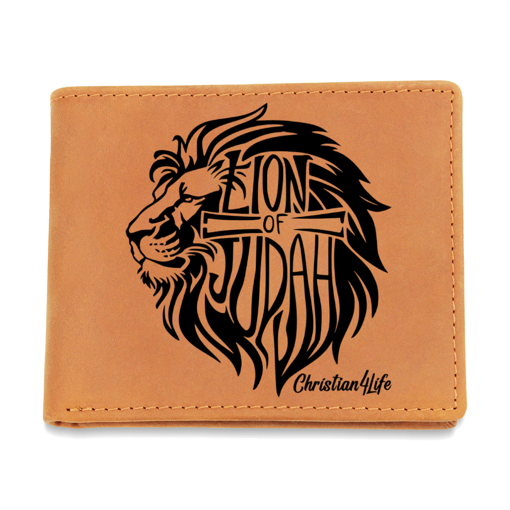 Lion of Judah - with optional Name / Message - Christian Leather Wallet