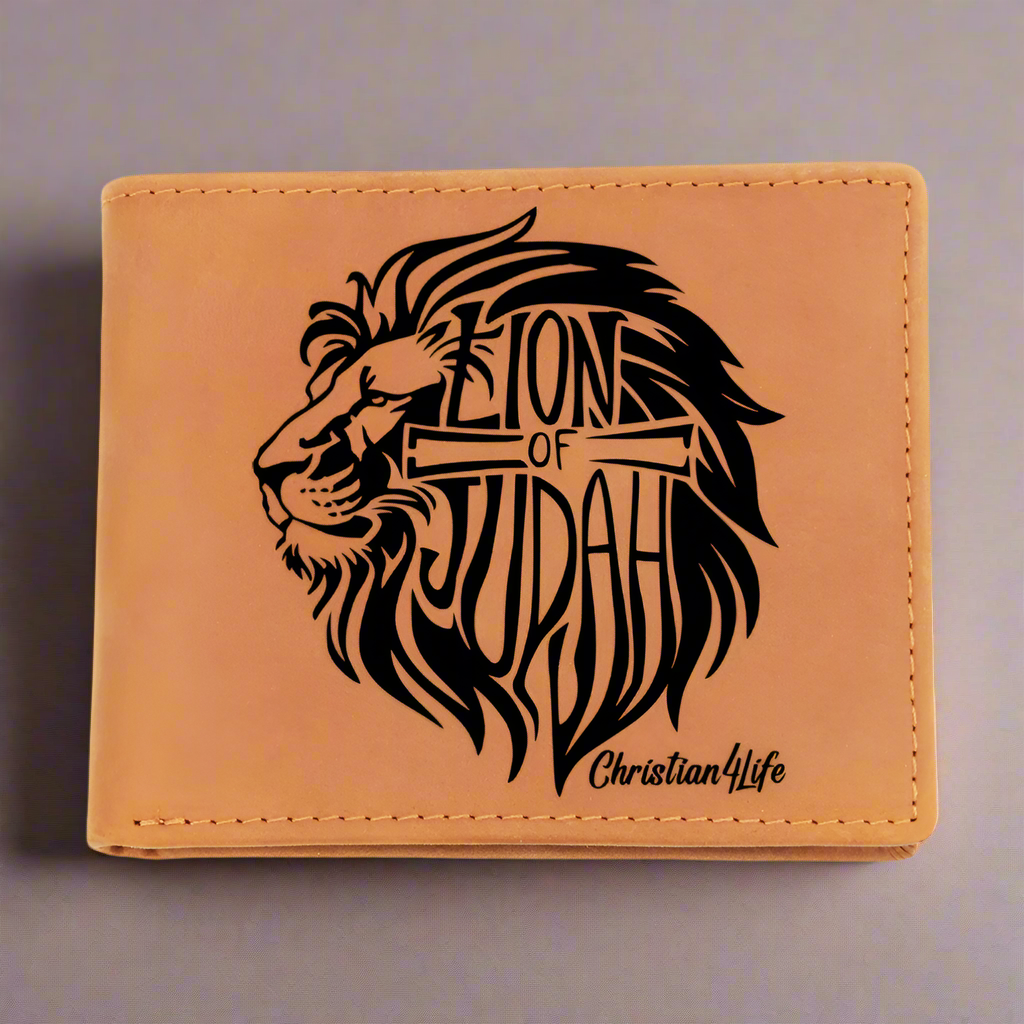 Lion of Judah - with optional Name / Message - Christian Leather Wallet