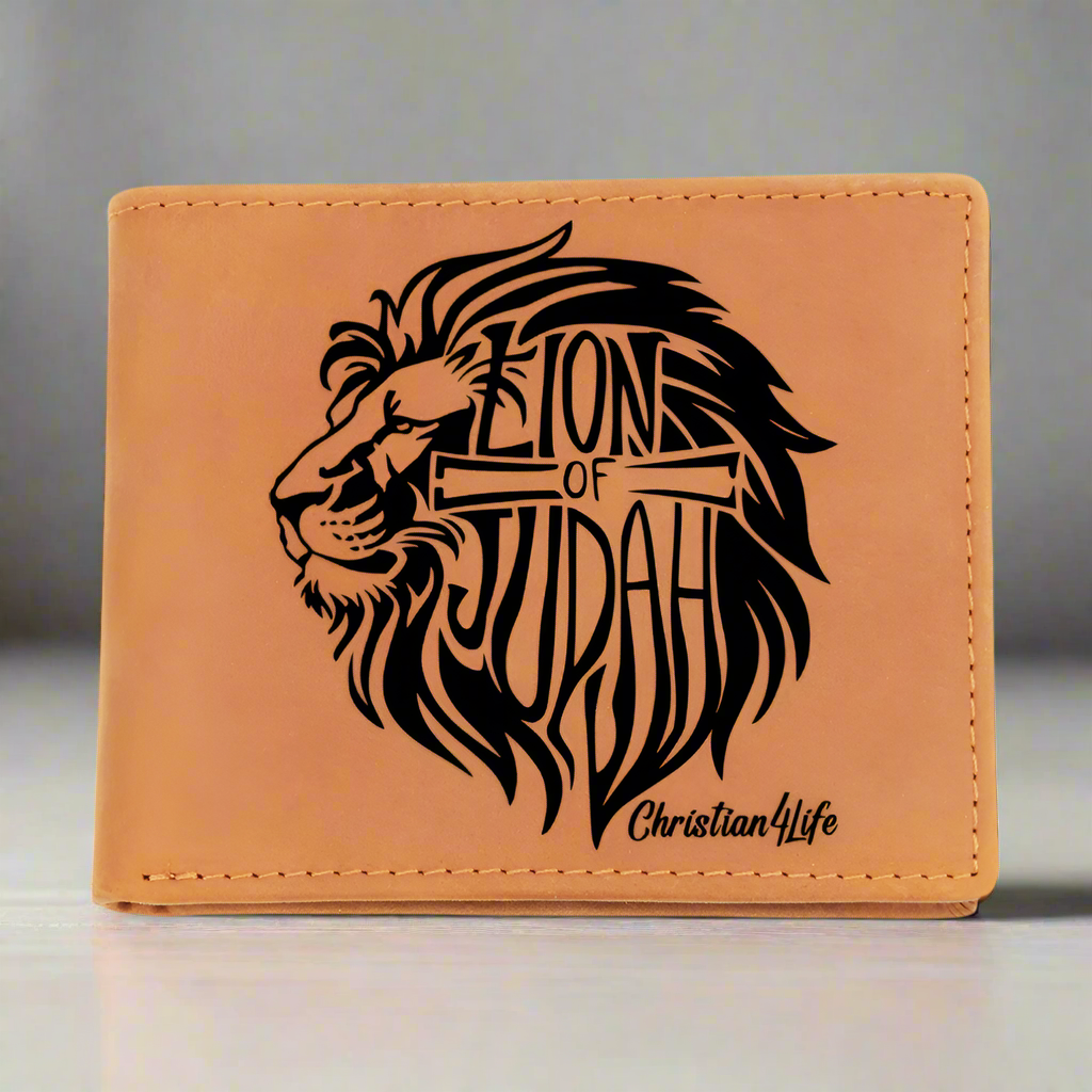 Lion of Judah - with optional Name / Message - Christian Leather Wallet
