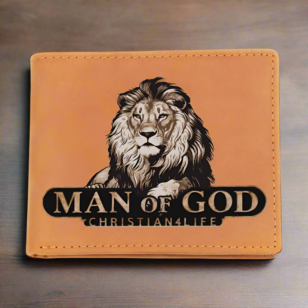 Man of God - Lion of Judah - Christian4Life leather wallet - Christian Gift for Men
