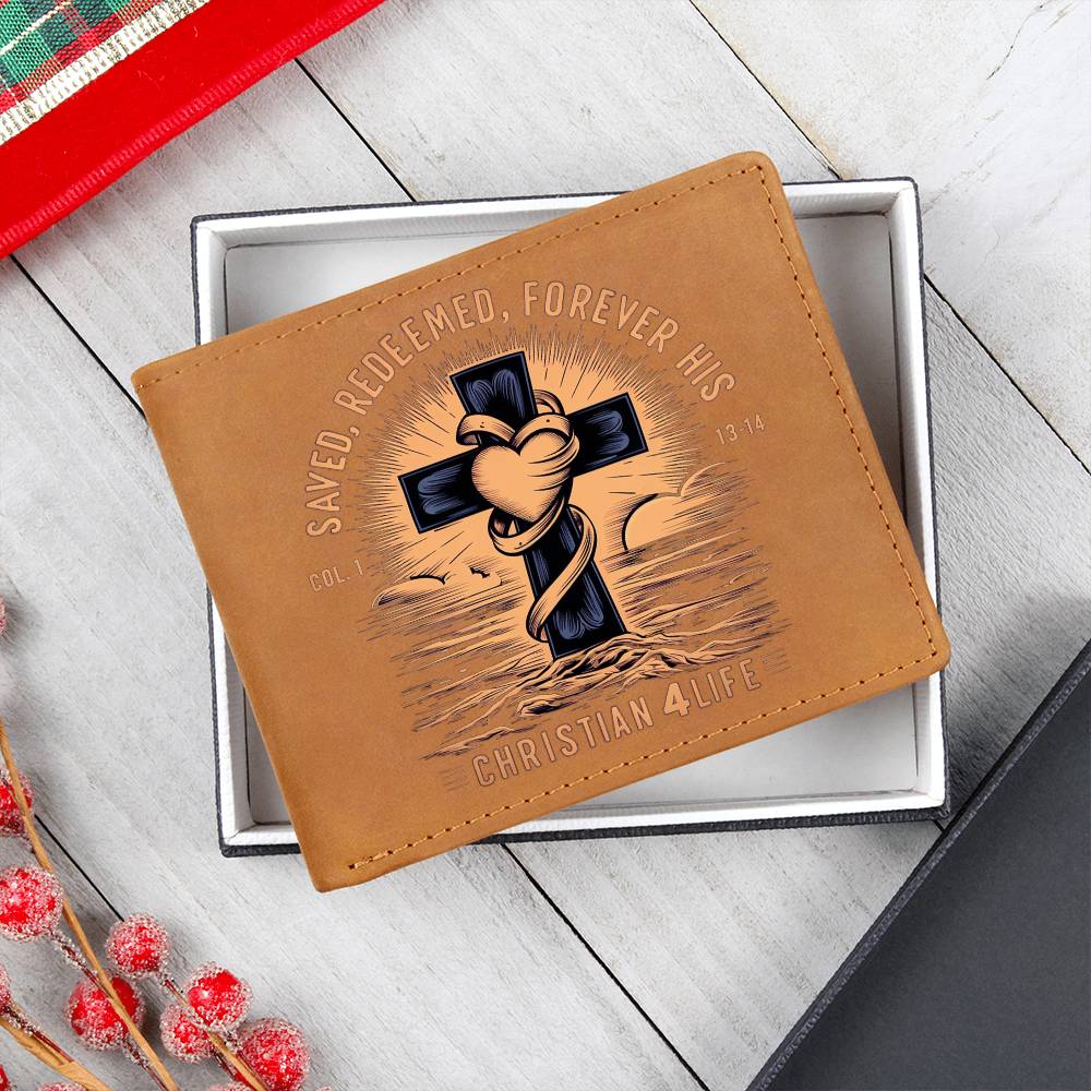’Saved Redeemed Forever His’ Christian Leather Wallet - Wallets