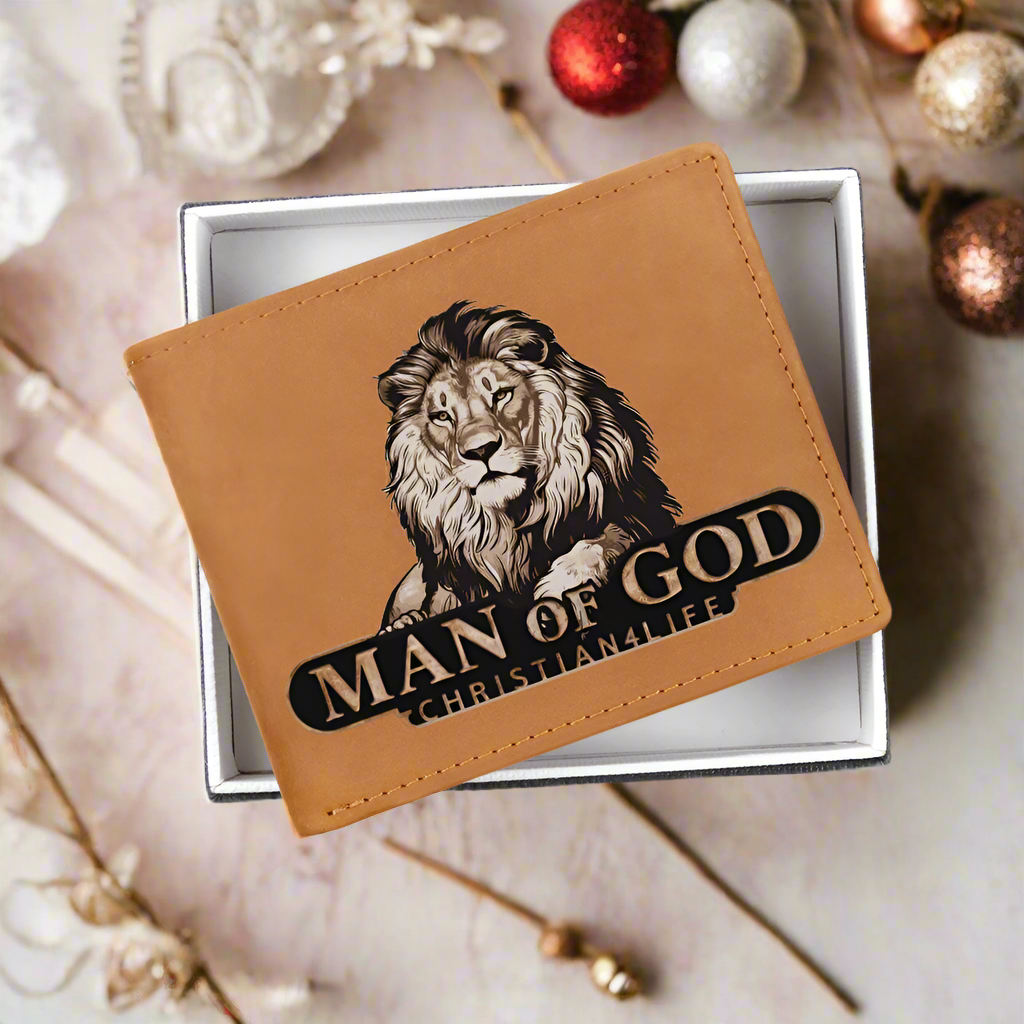 Man of God - Lion of Judah - Christian4Life leather wallet - Christian Gift for Men