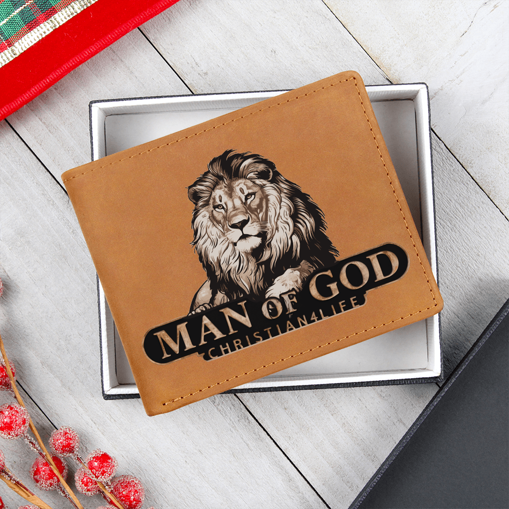 Man of God - Lion of Judah - Christian4Life leather wallet - Christian Gift for Men