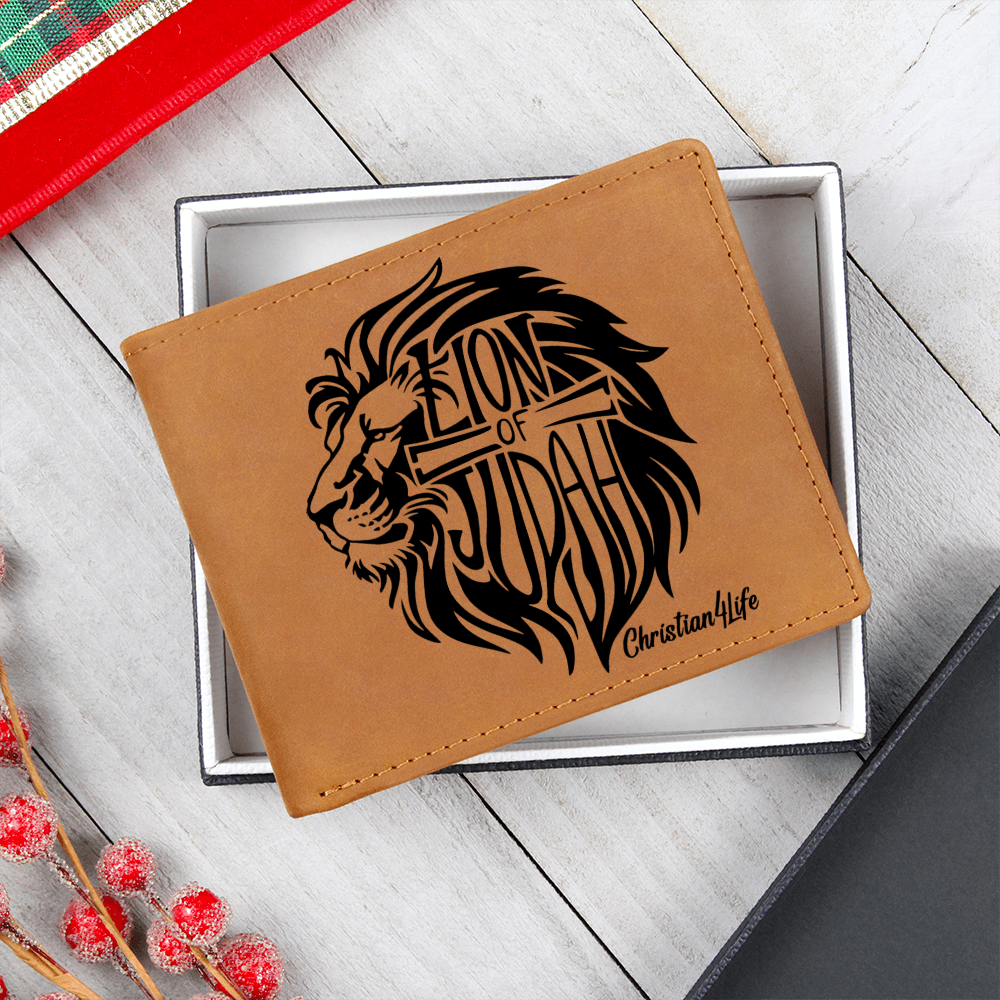 Lion of Judah - with optional Name / Message - Christian Leather Wallet
