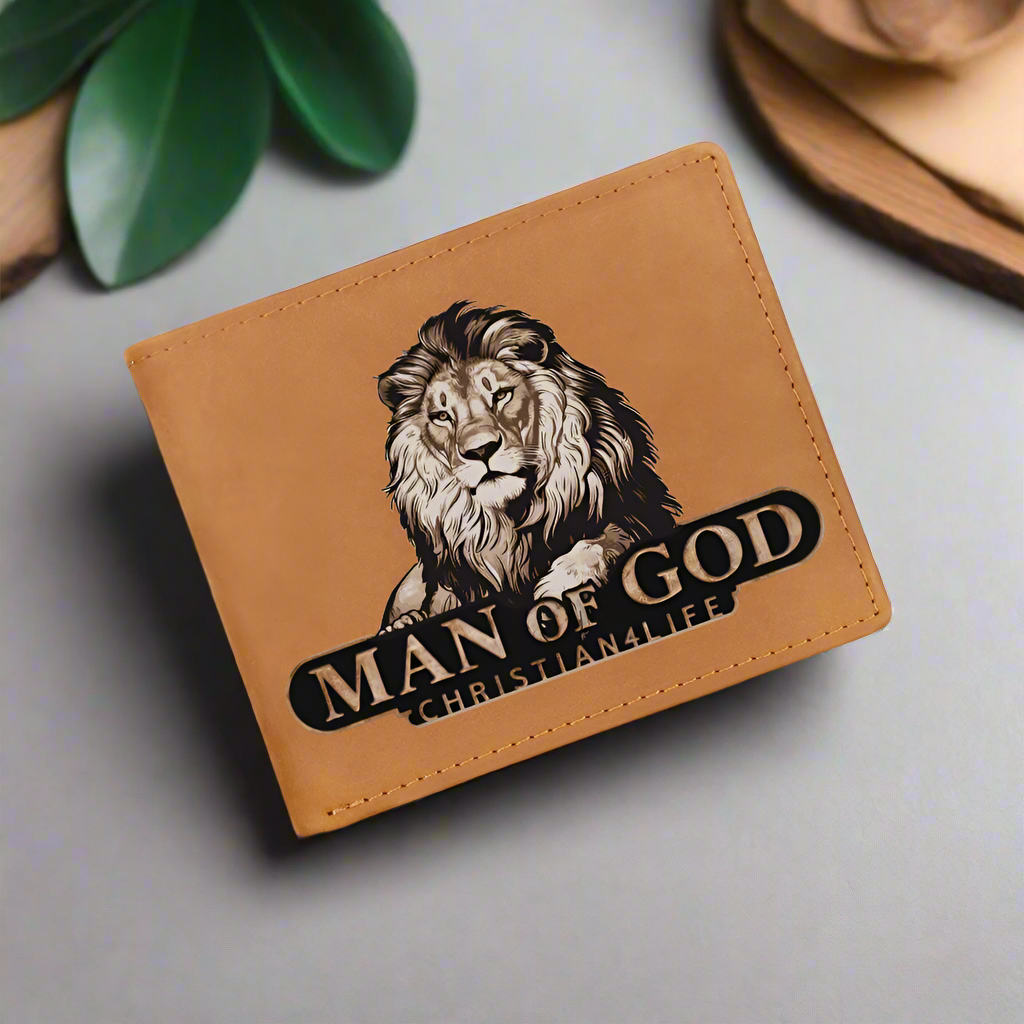 Man of God - Lion of Judah - Christian4Life leather wallet - Christian Gift for Men
