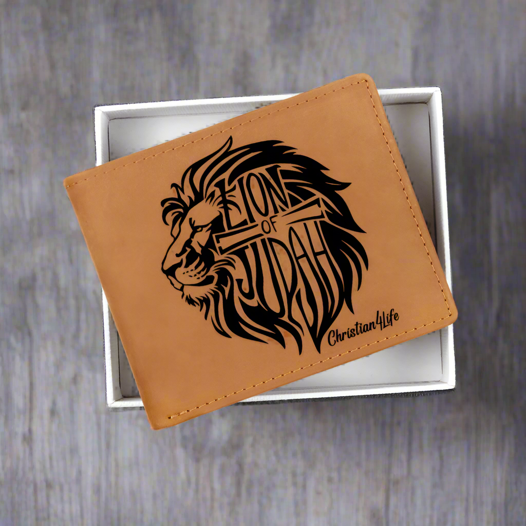 Lion of Judah - with optional Name / Message - Christian Leather Wallet