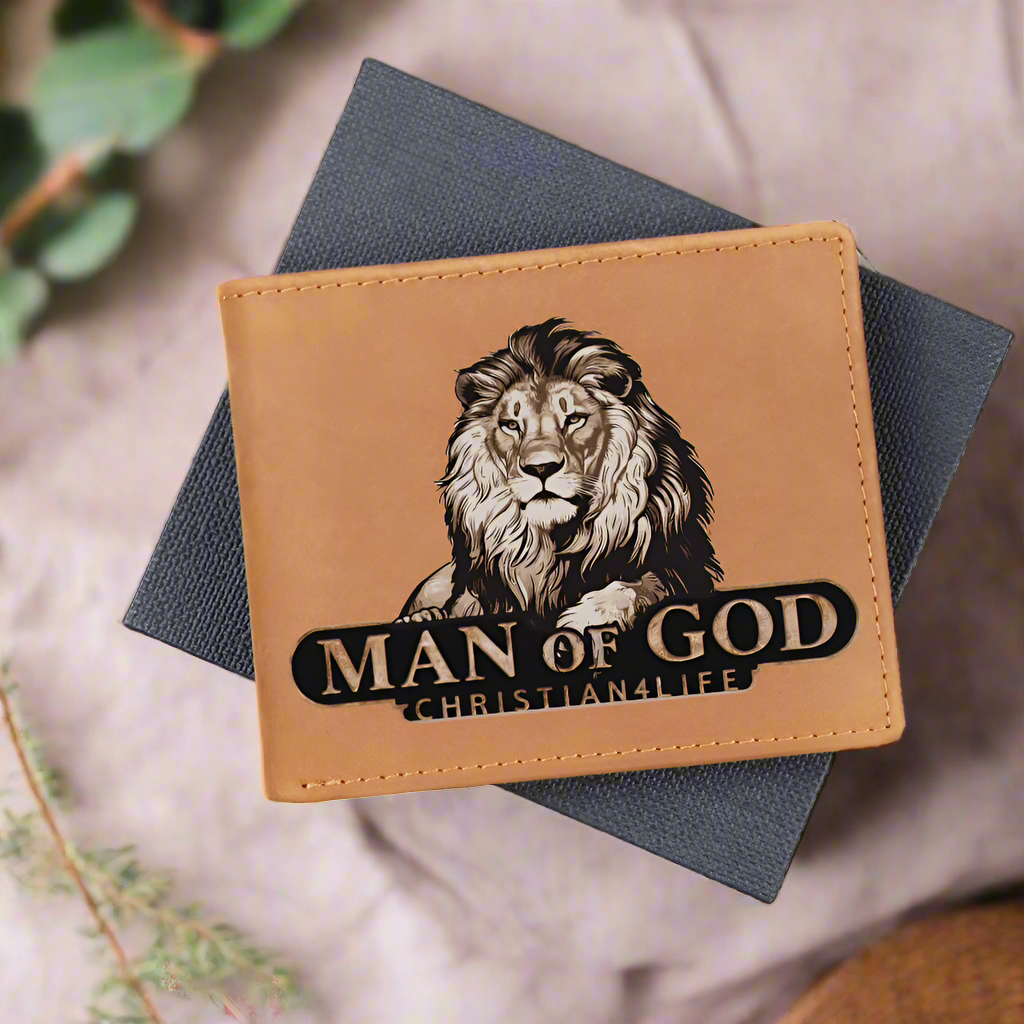 Man of God - Lion of Judah - Christian4Life leather wallet - Christian Gift for Men