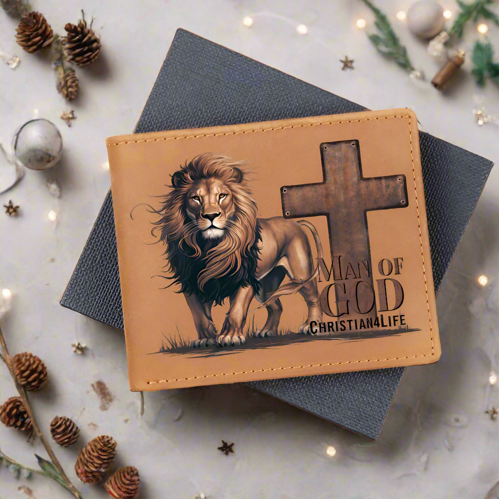 Lion of Judah - Man of God Christian Leather Wallet