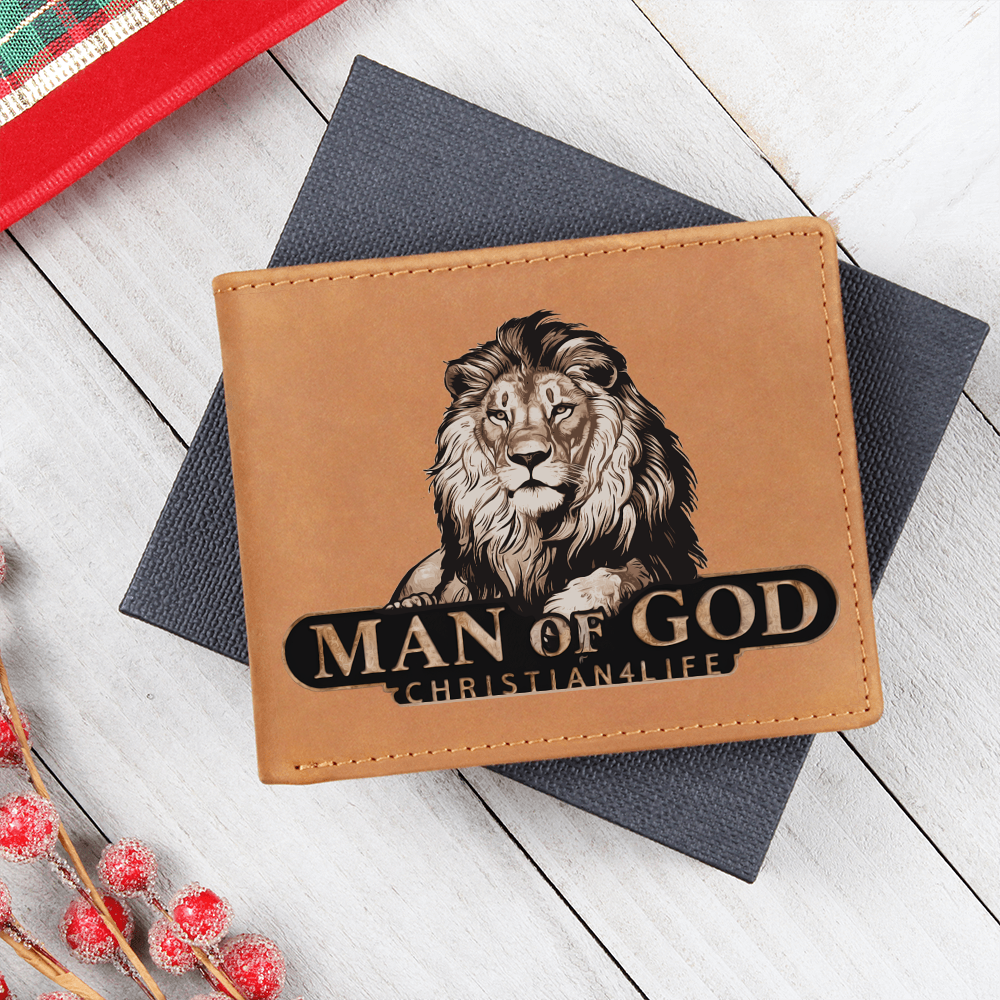 Man of God - Lion of Judah - Christian4Life leather wallet - Christian Gift for Men